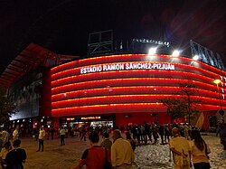 The Ramón Sánchez Pizjuán Stadium seen from outside