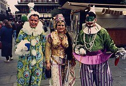 Mardi Gras revelers in Jackson Square, 1989