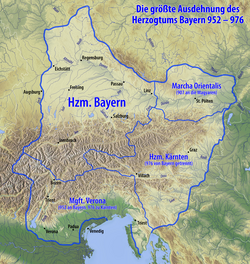 A map of Bavaria in the 10th century