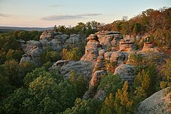 Sunset on the Garden of the Gods Wilderness, part of the Shawnee National Forest in southern Illinois.