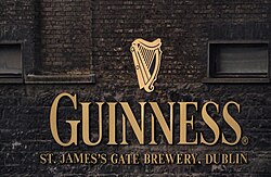 Sign at the Market Street entrance of the St. James's Gate Brewery in Dublin, Ireland
