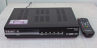 A typical modern set-top box, along with its remote control - pictured here a digital terrestrial TV receiver by TEAC