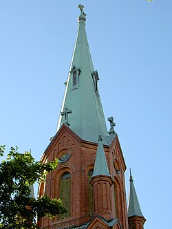 The steeple of the Alexander Church in Tampere, Finland