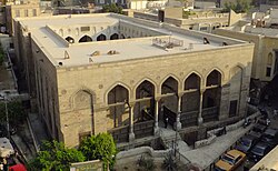 Al-Salih Tala'i Mosque in Cairo, built by Tala'i ibn Ruzzik in 1160 and originally intended to house the head of Husayn (the head ended up being interred instead at the present-day al-Hussein Mosque)[178]