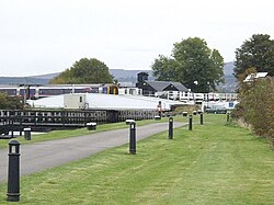 Railway swing bridge over the canal