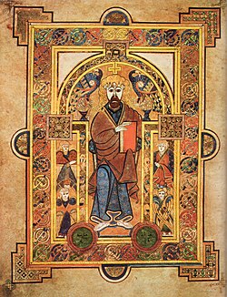 An illuminated page from the Book of Kells, which may have been produced at Iona Abbey, around 800