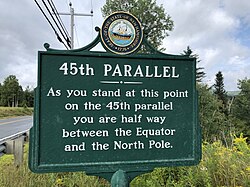 Marker for 45th parallel north in Stewartstown