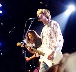 The grunge group Nirvana in 1992. They popularized grunge worldwide