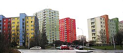Painted paneláks in Prague, Czech Republic