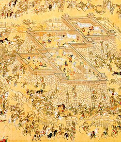 Korean and Chinese troops assault the Japanese forces of Hideyoshi in the siege of Ulsan during the Imjin War.