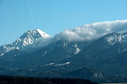 Foehn clouds upon the Karawanken mountain range, Carinthia, Austria