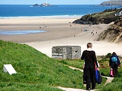 The SWCP near Lelant looking towards Hayle Towans and Godrevy island