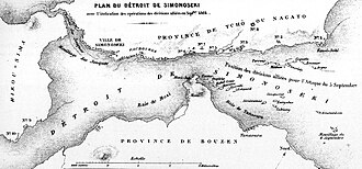 Map showing the allied attack of Shimonoseki (September 1864)