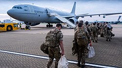 UK military personnel deploying from RAF Brize Norton (13 August 2021)