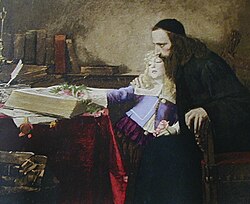 Samuel Hirszenberg's imagined scene of Uriel da Costa instructing Spinoza (1901)