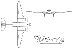Douglas C-47 Skytrain 3-view drawing