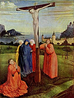 Crucifixion scene with a tau cross, by Konrad Witz (1400–1447)