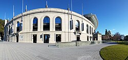 The base of the California Memorial Stadium