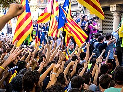 Protests in Barcelona after Spanish police raided Catalan government buildings, 20 September 2017