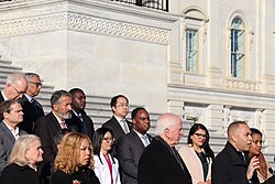 Kim with other House Democrats advocating for gun violence legislation in December 2023