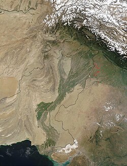 A satellite image showing the topography of Pakistan[178]
