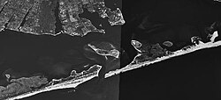 NASA satellite map of Moriches inlet