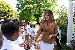 First Lady Melania Trump attending a "Be Best" rally with children