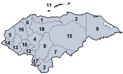 The departmental divisions of Honduras