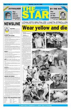 The first issue of The Philippine Star on July 28, 1986.