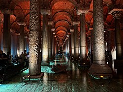 The 6th century Basilica Cistern was built by Justinian the Great