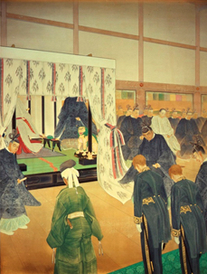 Emperor Meiji receives Dutch minister Dirk de Graeff van Polsbroek in 1868.