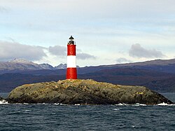 Les Eclaireurs Lighthouse, located in Ushuaia