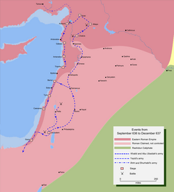Map detailing the route of the Muslim invasion of northern Syria