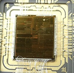 The die of a Pentium processor in its package