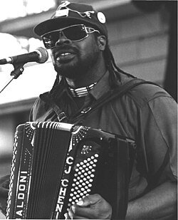 C. J. Chenier performing in the Ross Bandstand
