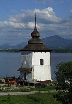 Ruins of a gothic Catholic church in Liptovská Mara (Slovakia)