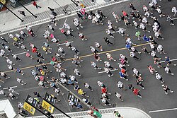 A typical road running course on the inner-city roads of Toronto
