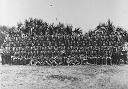 Bermuda Volunteer Rifle Corps First Contingent in Bermuda, winter 1914–1915, before joining 1 Lincolnshire Regiment in France in June 1915. The dozen remaining after Guedecourt on 25 September 1916, merged with a Second Contingent. The two contingents suffered 75% casualties.