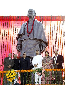 The Statue of Unity is an enlarged version of this statue at the Ahmedabad International Airport.