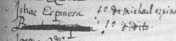 Spinoza's name crossed out on the list of pupils of Talmud Torah