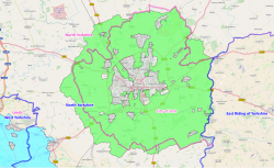The green belt around the city of York, in England