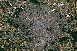 A 2022 satellite image of Paris, by ESA's Sentinel-2 mission