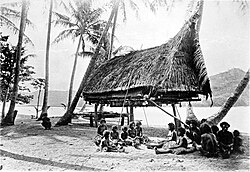 Group of natives at Mairy Pass, mainland of British New Guinea, 1885