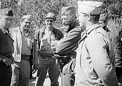 Chetniks leader General Mihailovic with members of the U.S. military mission, Operation Halyard, 1944