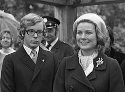 Princess Grace with her son, Prince Albert, at the Floriade garden exhibit, 1972