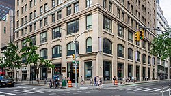 Yeshiva's Law School is pictured on the corner of a Manhattan street.