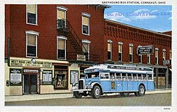 A postcard image (c. 1930) of a Yellow Coach Model Z-250 depicted in the livery of Eastern Greyhound Lines (similar photo)