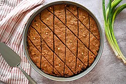 Kibbeh bil siniyeh (baked kibbeh in a tray)