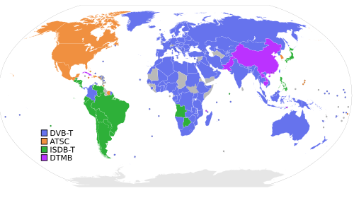 DTT broadcasting systems by country, as of 2024.