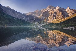 Morskie Oko alpine lake in the Tatra Mountains, part of the Carpathian massif